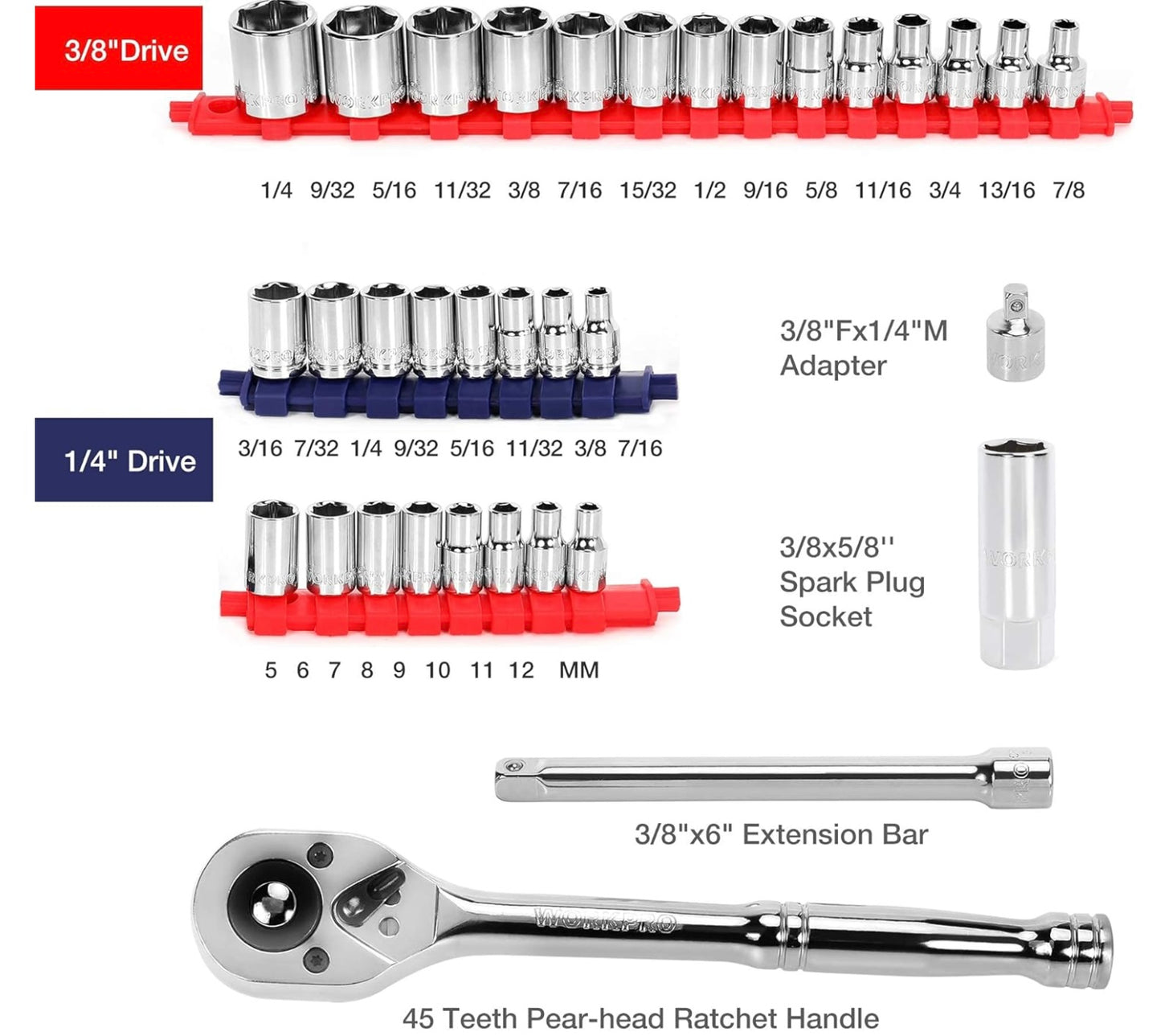 WORKPRO 87Pc Household Hand Tool Kit