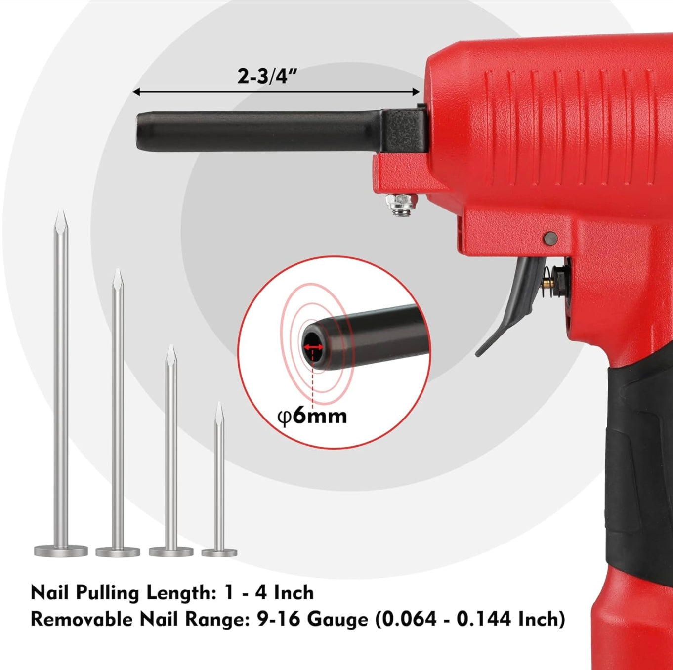 WORKPRO Pneumatic Nail Remover, 60-100 PSI, Removes 9-16 Gauge Nails