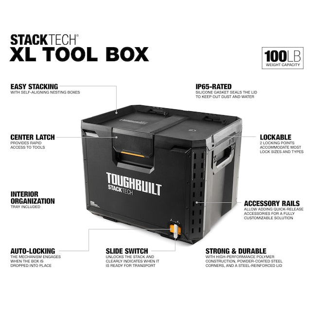 TOUGHBUILT STACKTECH XL Plastic/Metal Tool Box