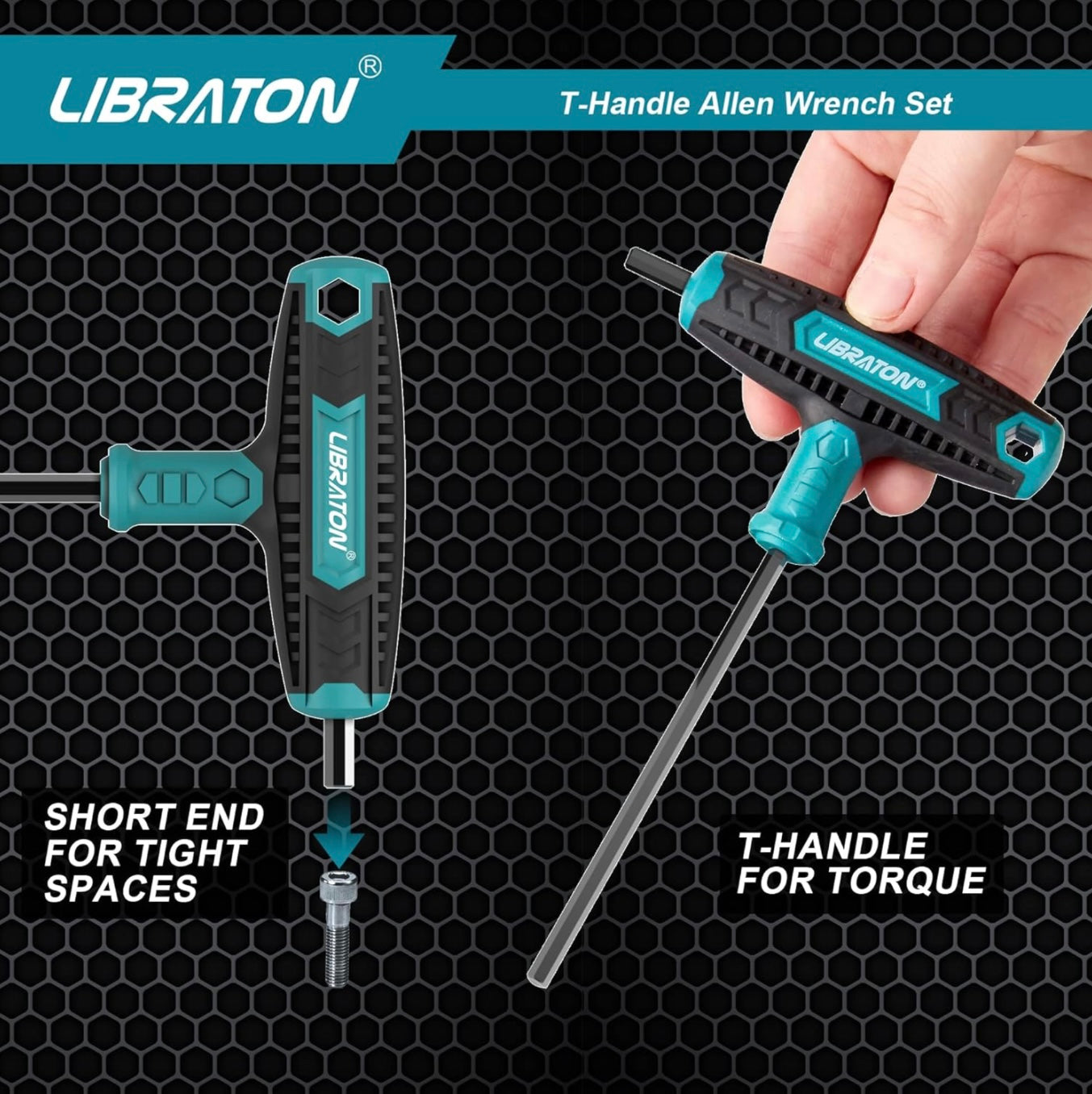 LIBRATON 7PC T Handle Allen Wrench Set- SAE w/ Storage Box