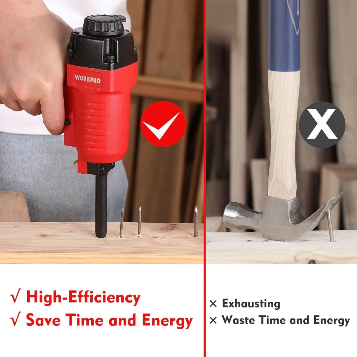 WORKPRO Pneumatic Nail Remover, 60-100 PSI, Removes 9-16 Gauge Nails