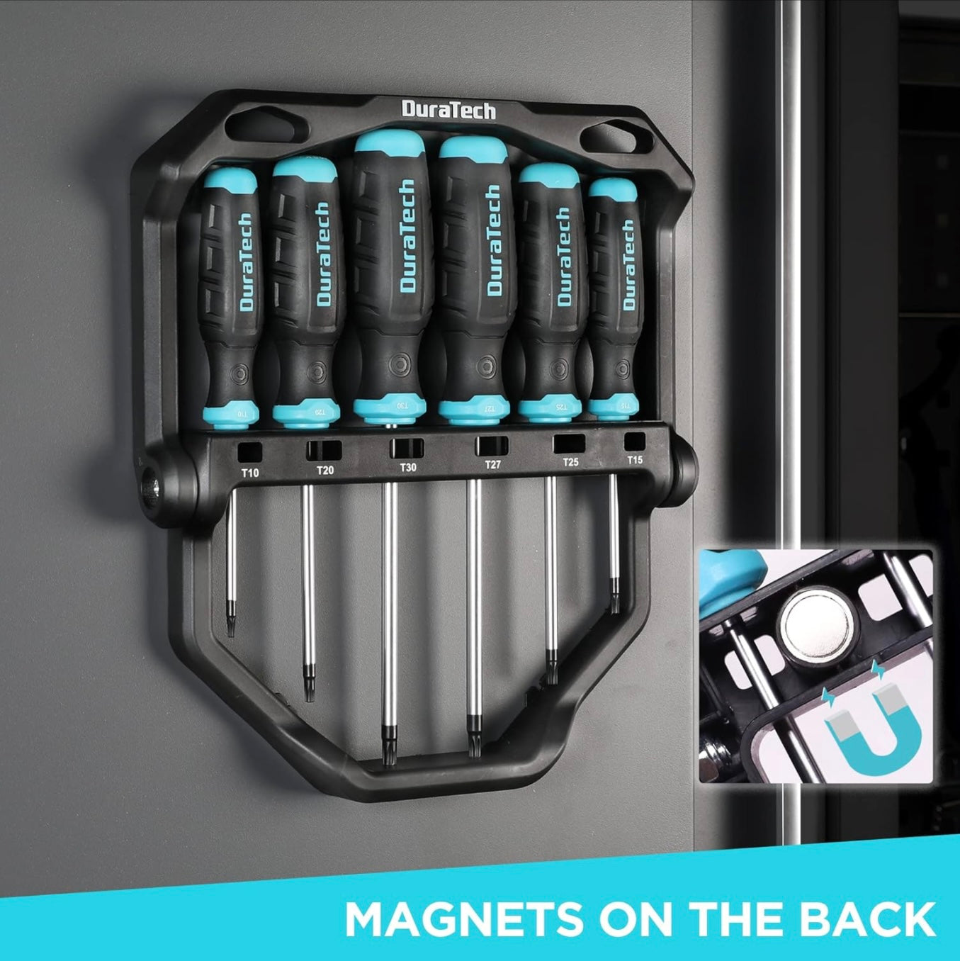 DURATECH 6PC Magenetic Screwdriver Set, Torx w/ 180° Rotating Storage Rack