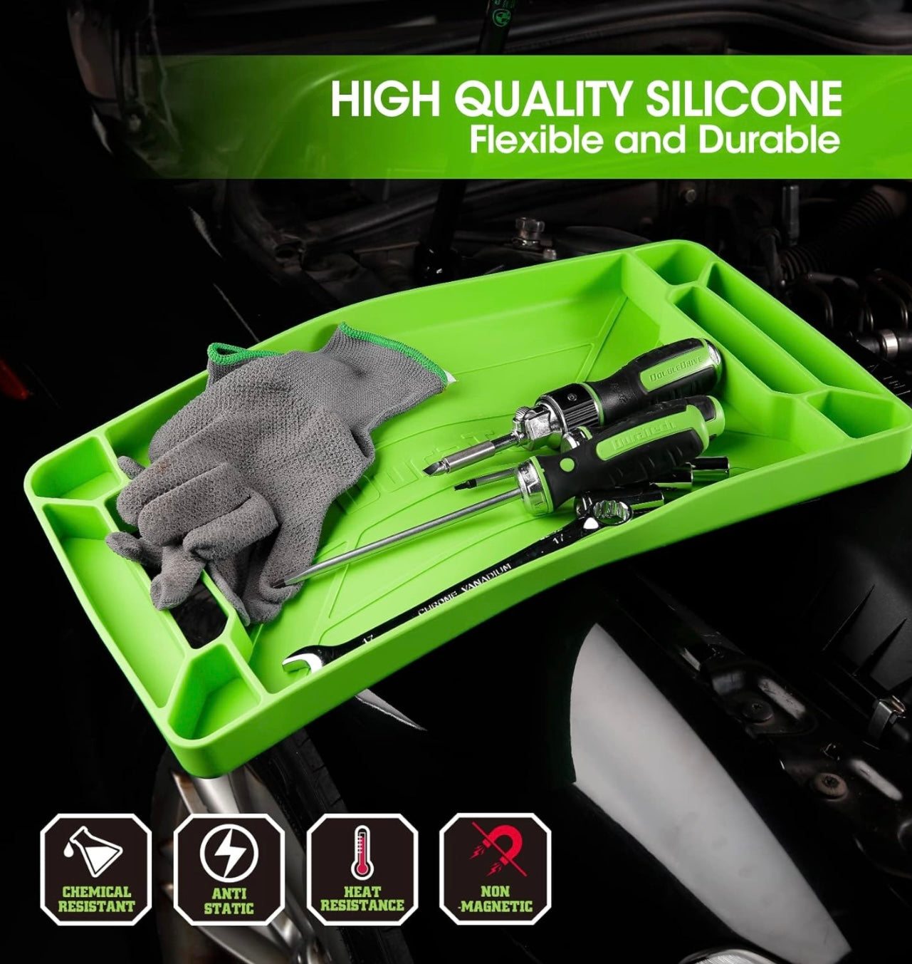 DURATECH 3PK Flexible Silicone Tool Tray