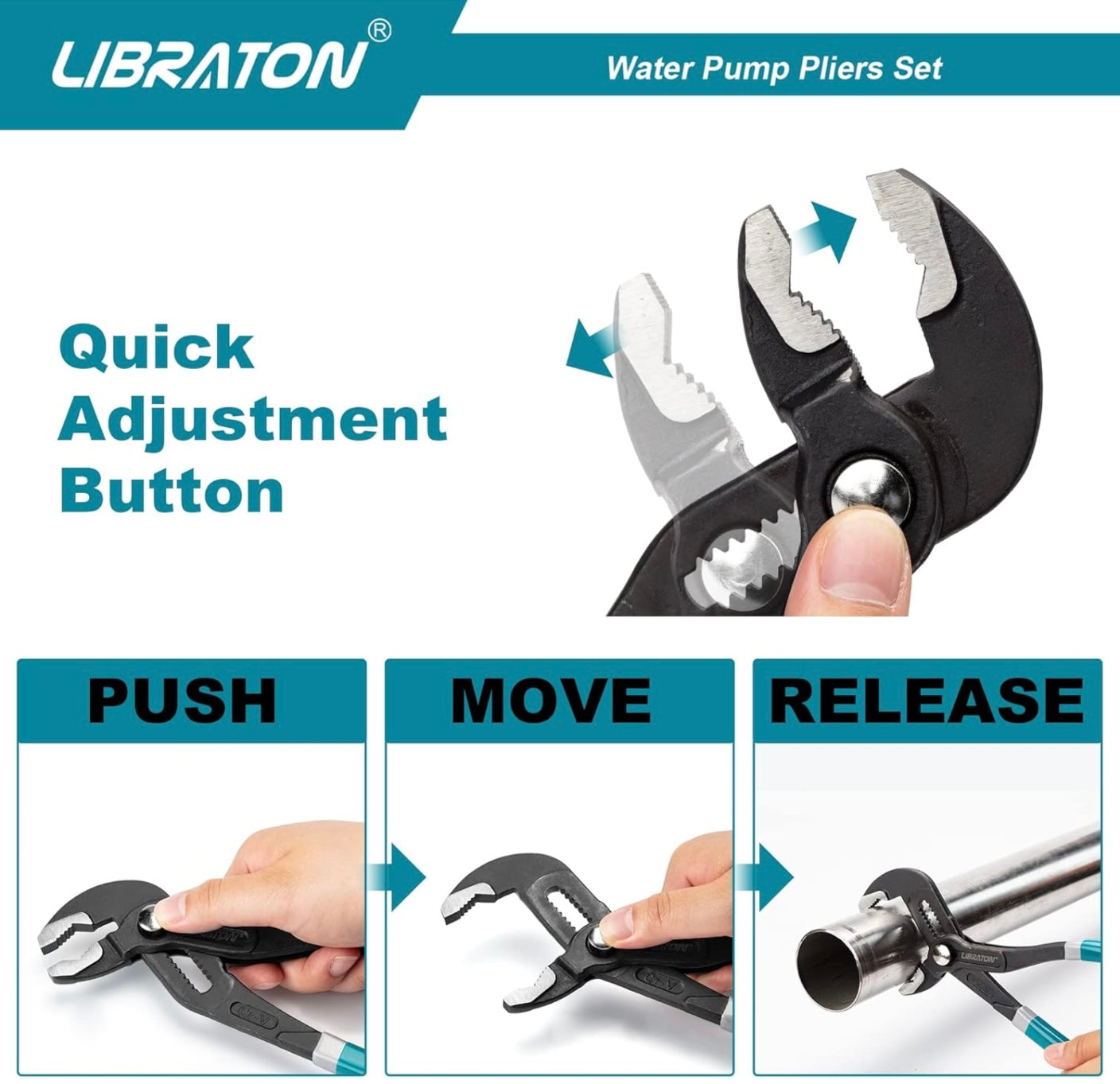 LIBRATON 3PC Groove Joint Pliers Set