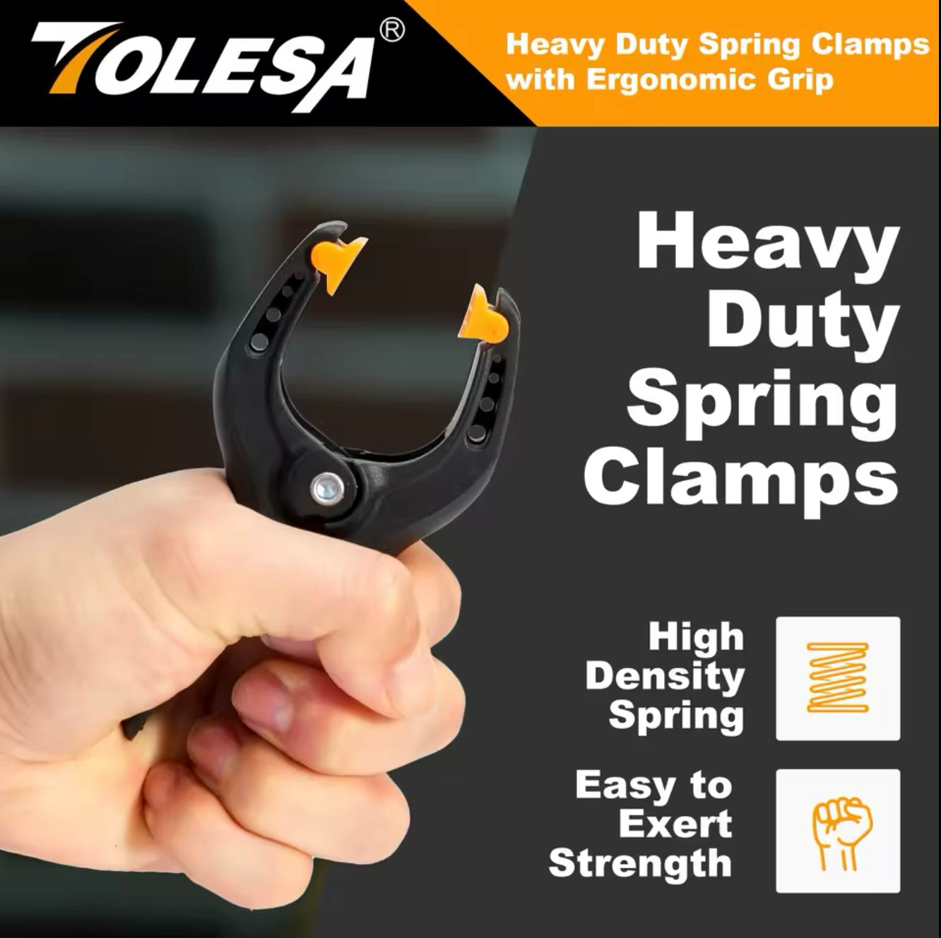 TOLESA 2PC 4” Heavy Duty Spring Clamps w/ Ergonomic Grip
