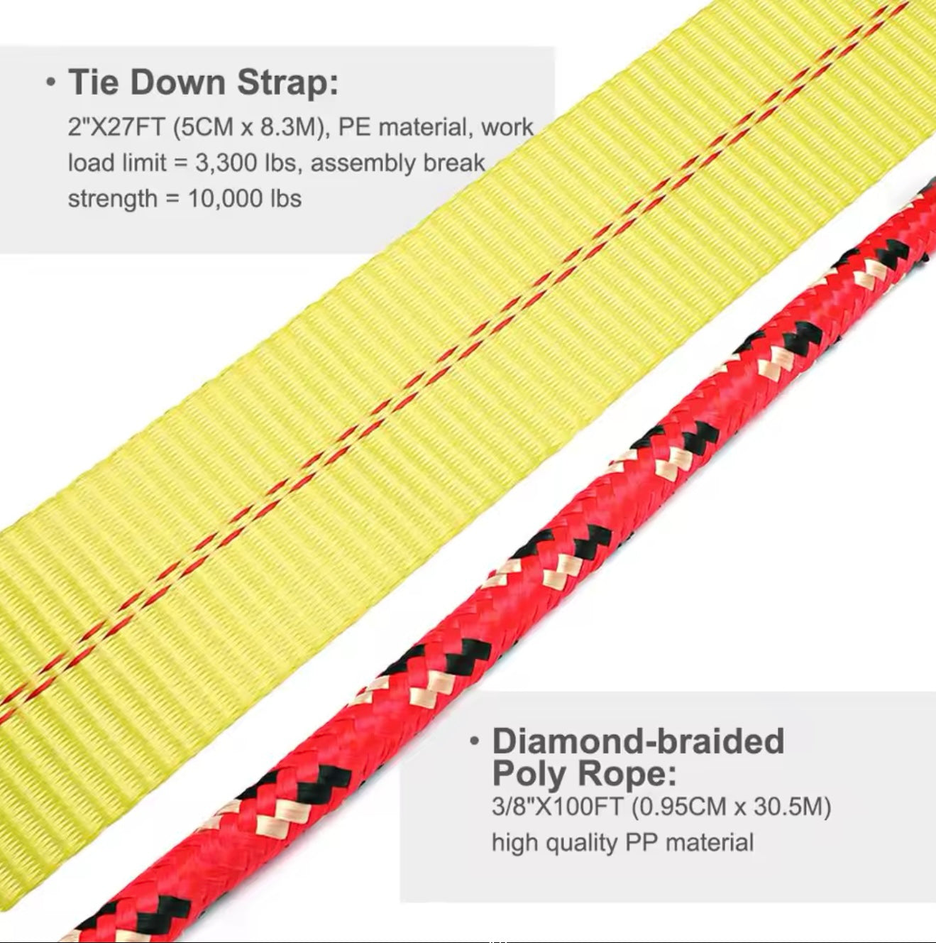WORKPRO 3Pc Buckle Tie-Down Belt Cargo Strap