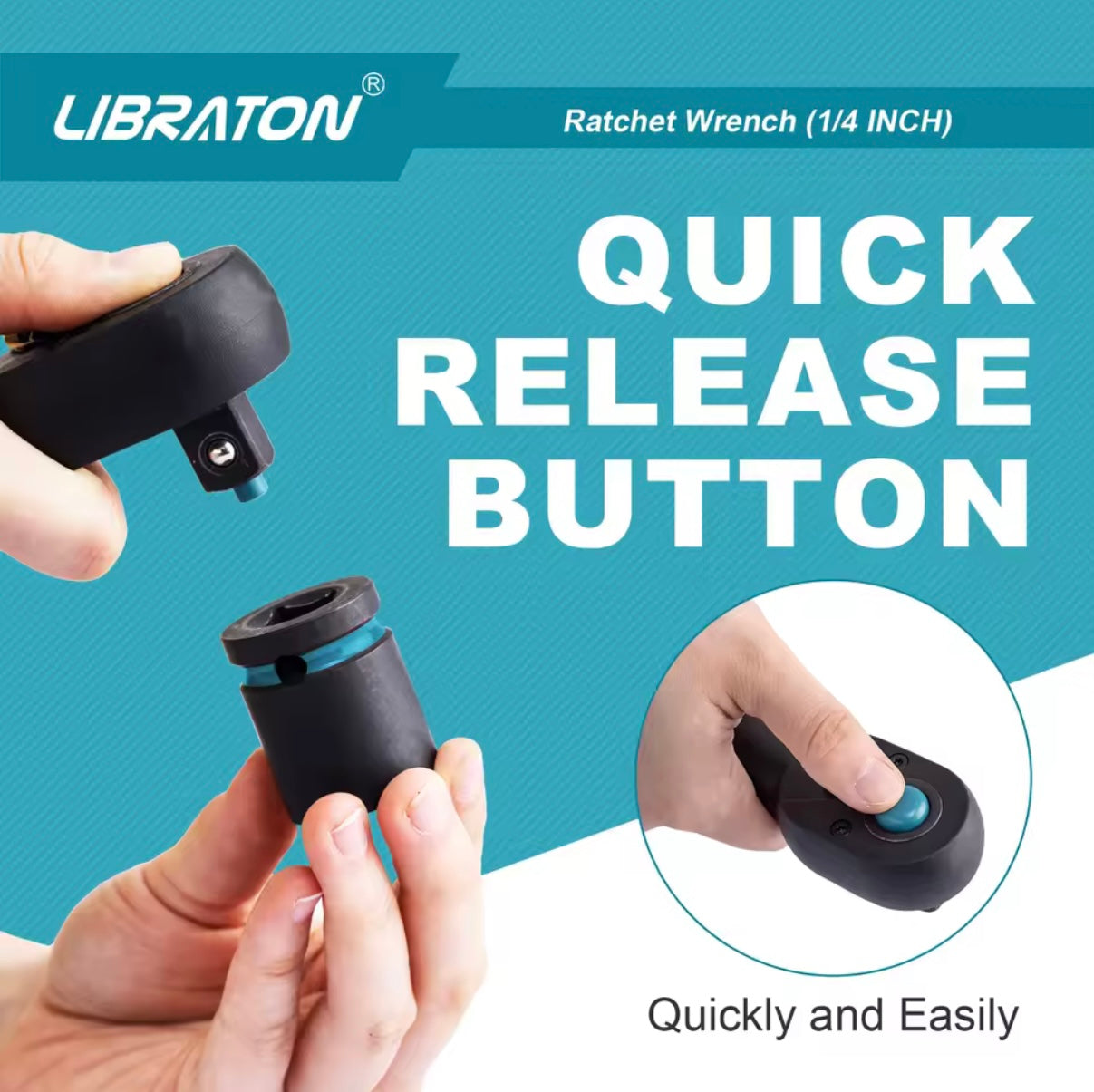 LIBRATON 1/4” Quick-Release Ratchet Wrench w/ Comfort Grip
