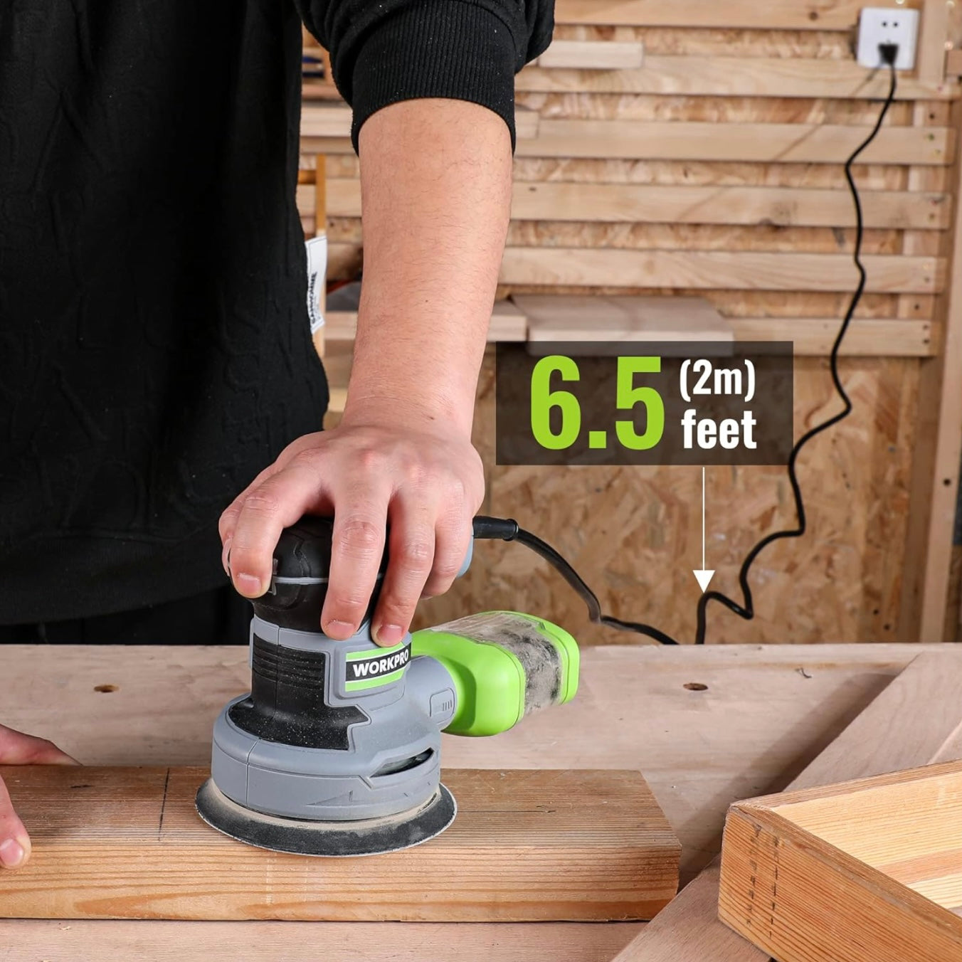 WORKPRO 300W 5” Random Orbit Sander w/ Dust Collector, 15pcs Sandpapers