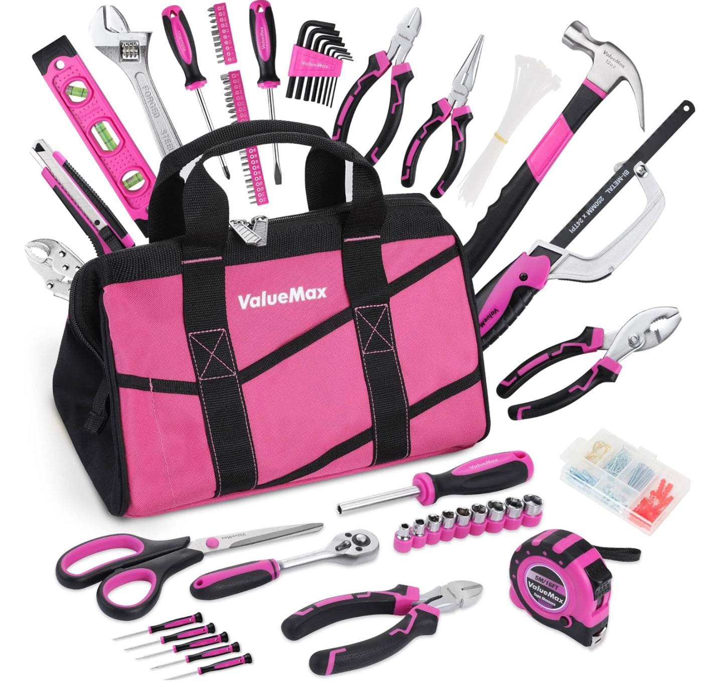 ValueMax 218PC Basic Household Repair Tool Kit w/ 13” Large Opening Tool Bag