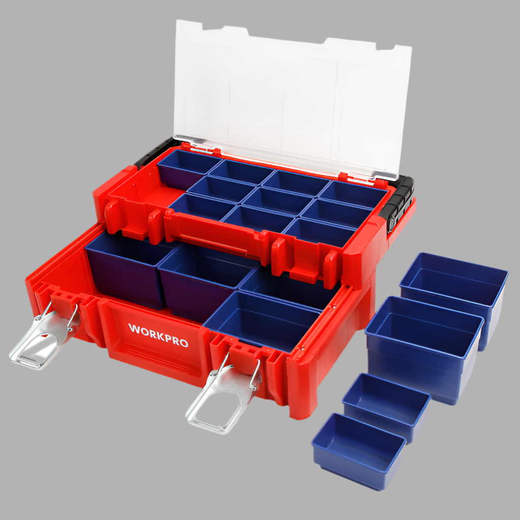 WORKPRO 17-inch Plastic Tool Box w/ Locking Lid and Stainless Steel Handle