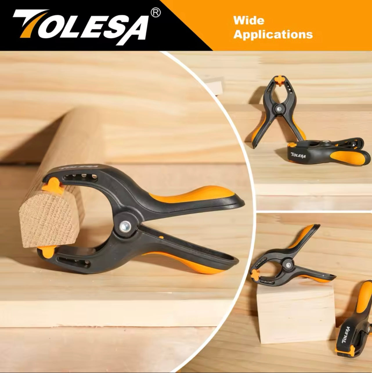 TOLESA 2PC 4” Heavy Duty Spring Clamps w/ Ergonomic Grip