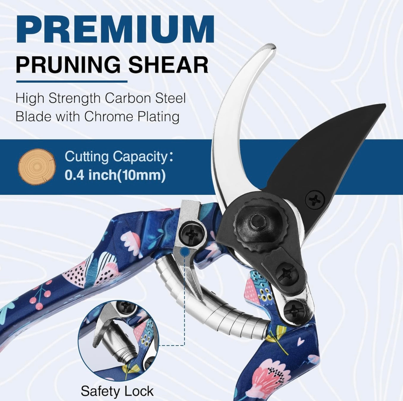 WORKPRO 4PC Aluminum Floral Print Garden Tool Set - Trowel, Rake, Pruner, Garden Gloves