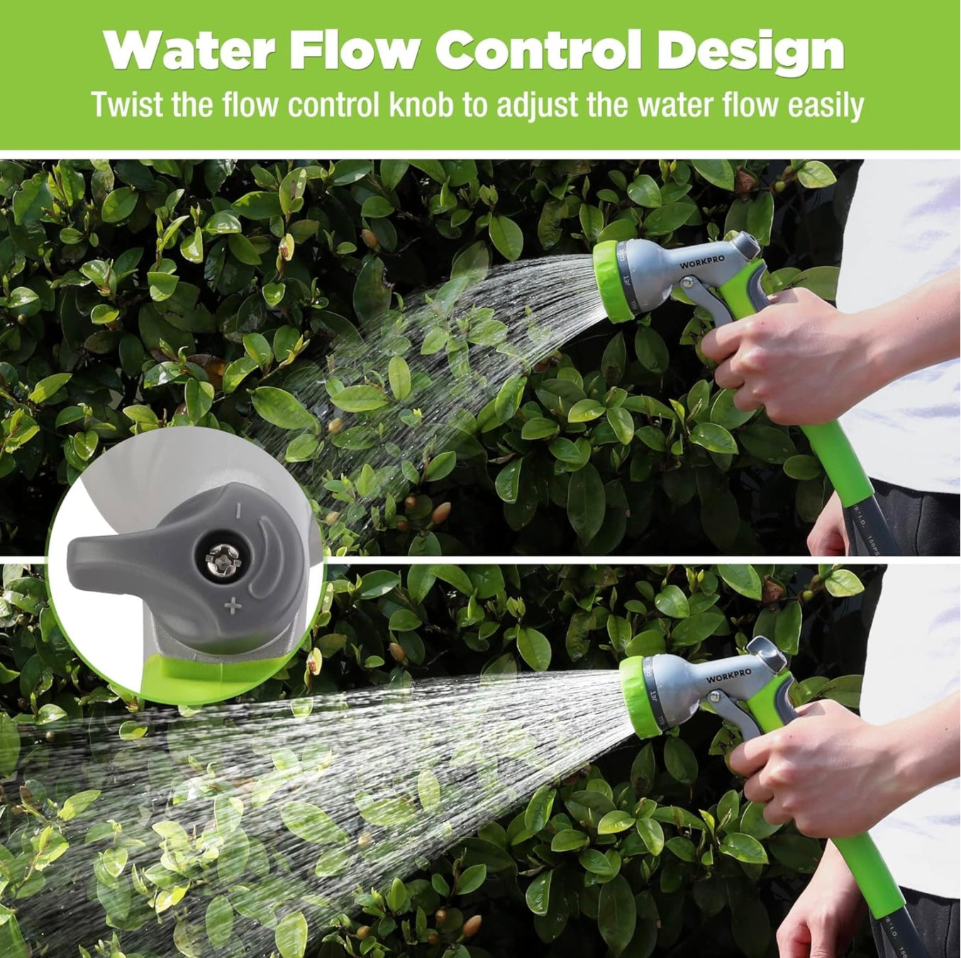 WORKPRO Heavy-Duty Garden Hose Nozzle w/ 8 Adjustable Spray Patterns
