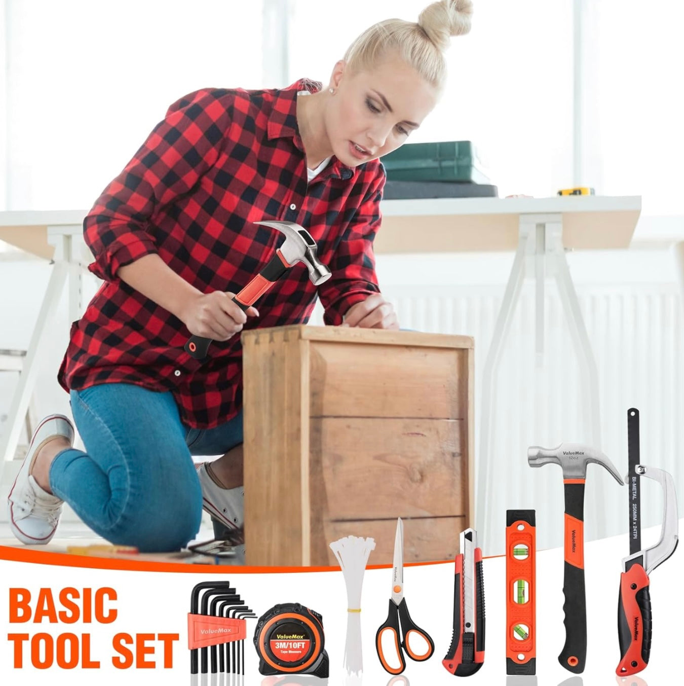 ValueMax 218PC Basic Household Repair Tool Kit w/ 13” Large Opening Tool Bag