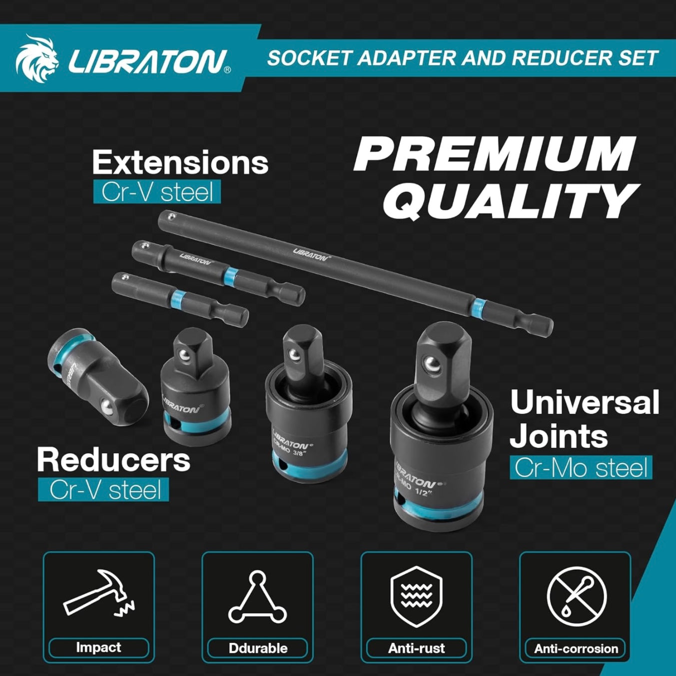 LIBRATON 20PCS Impact Socket Adapter and Reducer Set