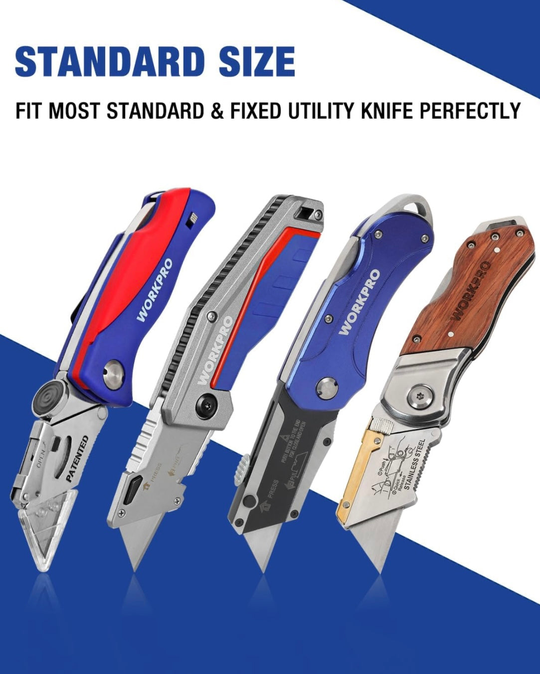 WORKPRO 50-Pack Utility Knife Blades w/ Dispenser - SK5 Steel