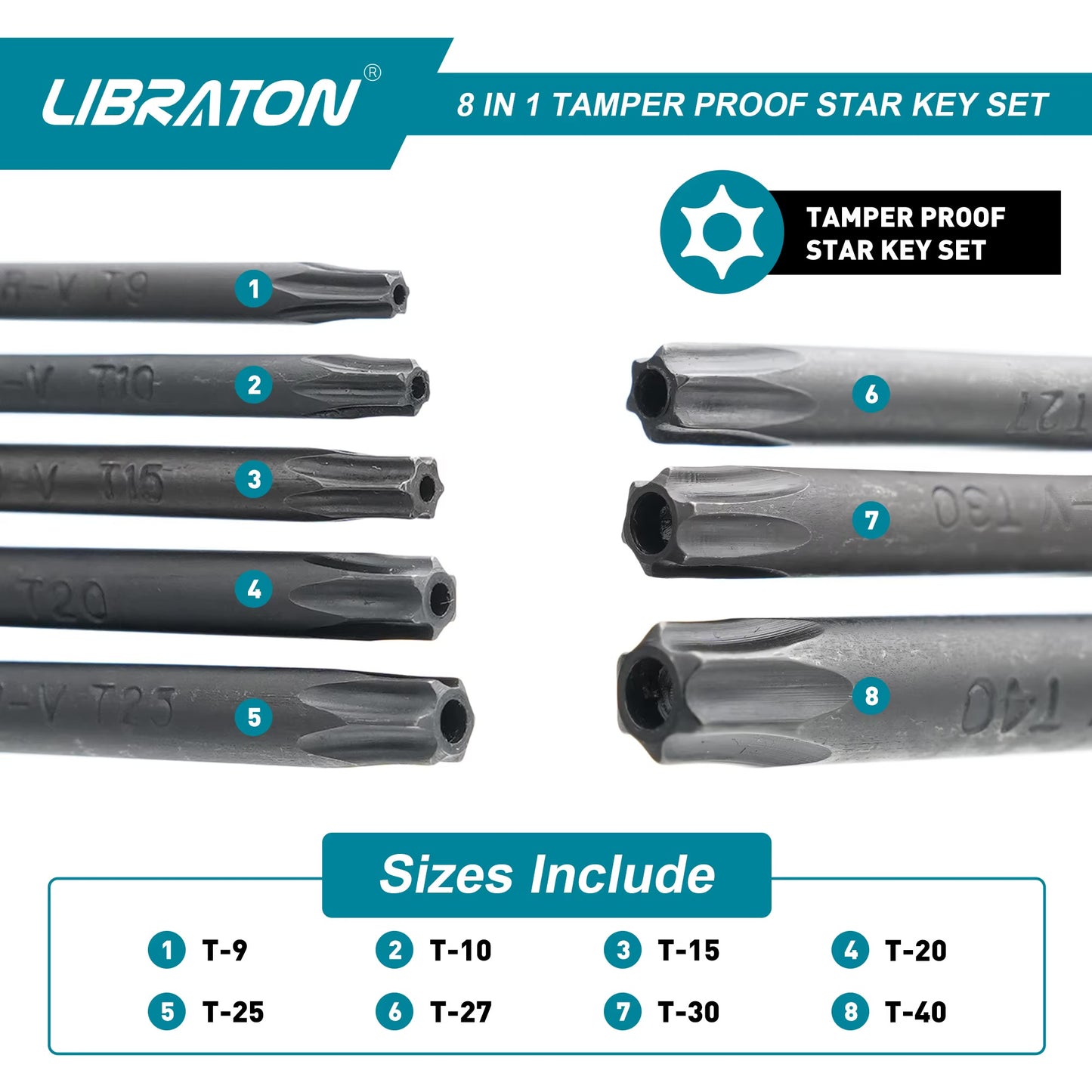 LIBRATON 8-IN-1 Tamper Proof Folding Star Key Set