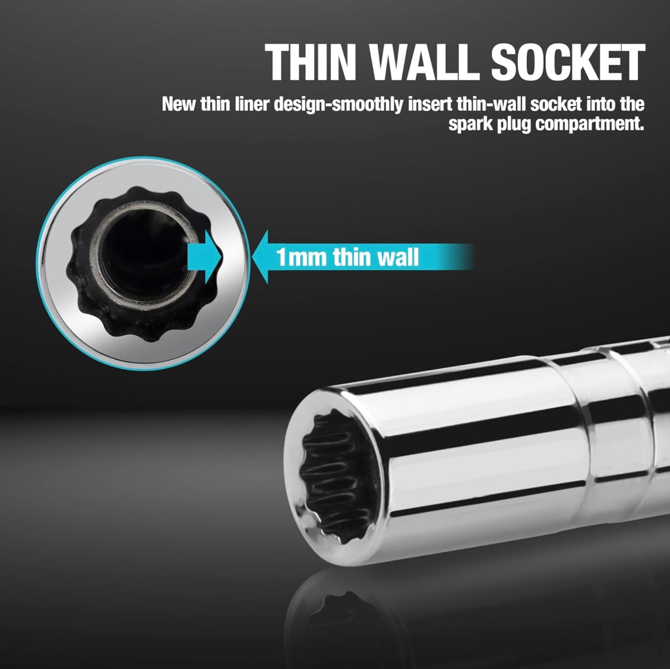 DURATECH 11” 5/8" Swivel Magnetic Spark Plug Socket, 3/8" Drive