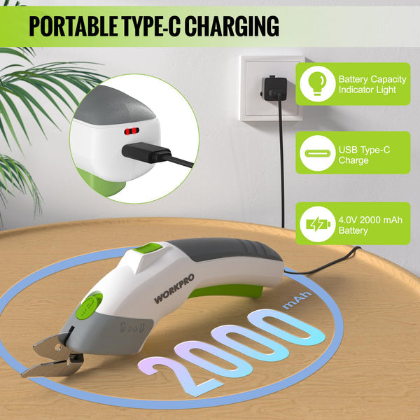 WORKPRO 4V Cordless Rechargeable Electric Scissors