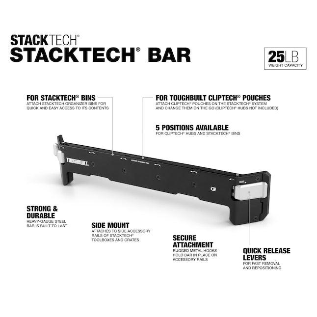 TOUGHBUILT STACKTECH Steel Tool Holder (1) ClipTech Compatible Bar