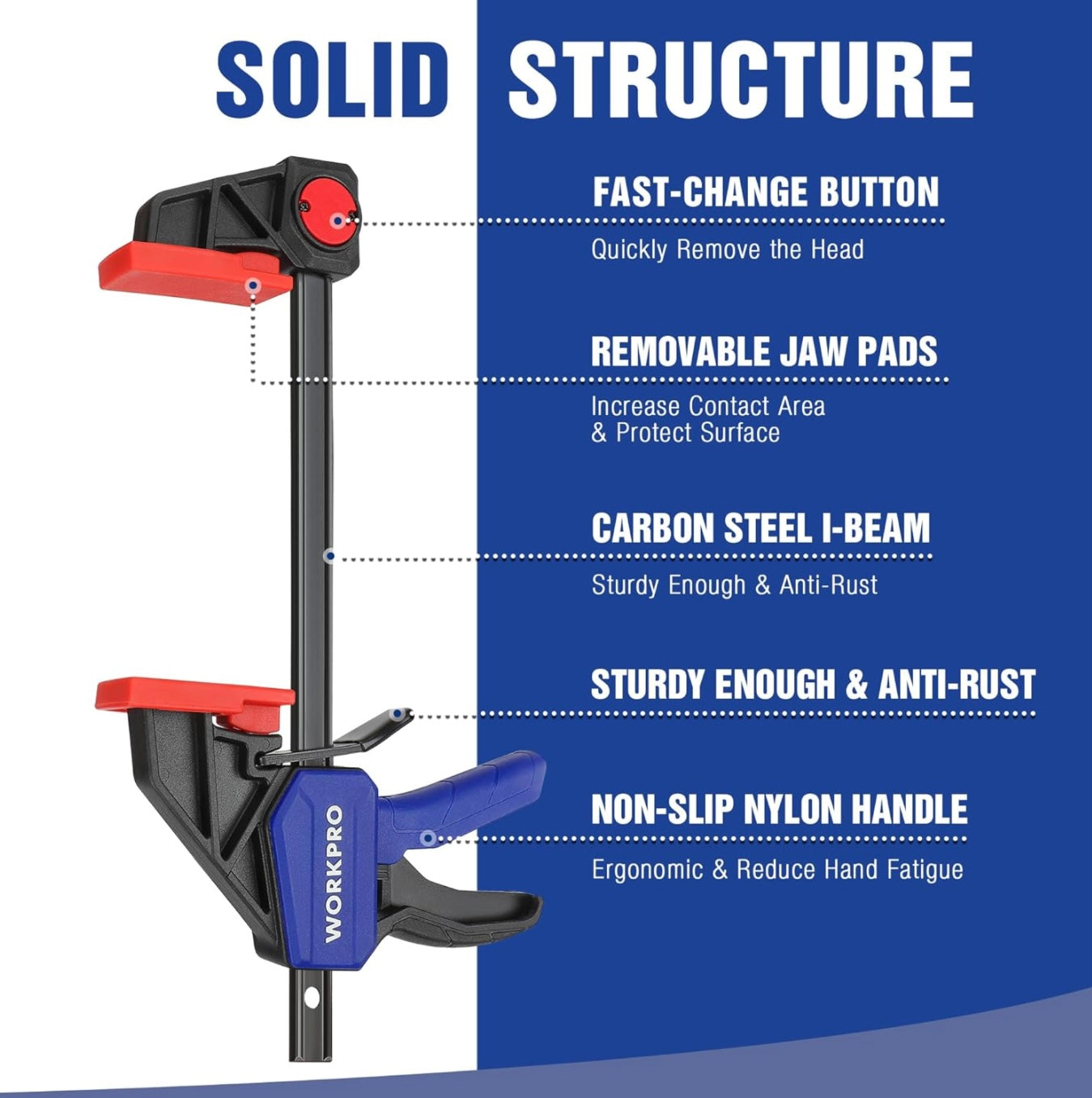 WORKPRO 2PK 6" Quick-Release Bar Clamps w/ 150 LBS Load Limit