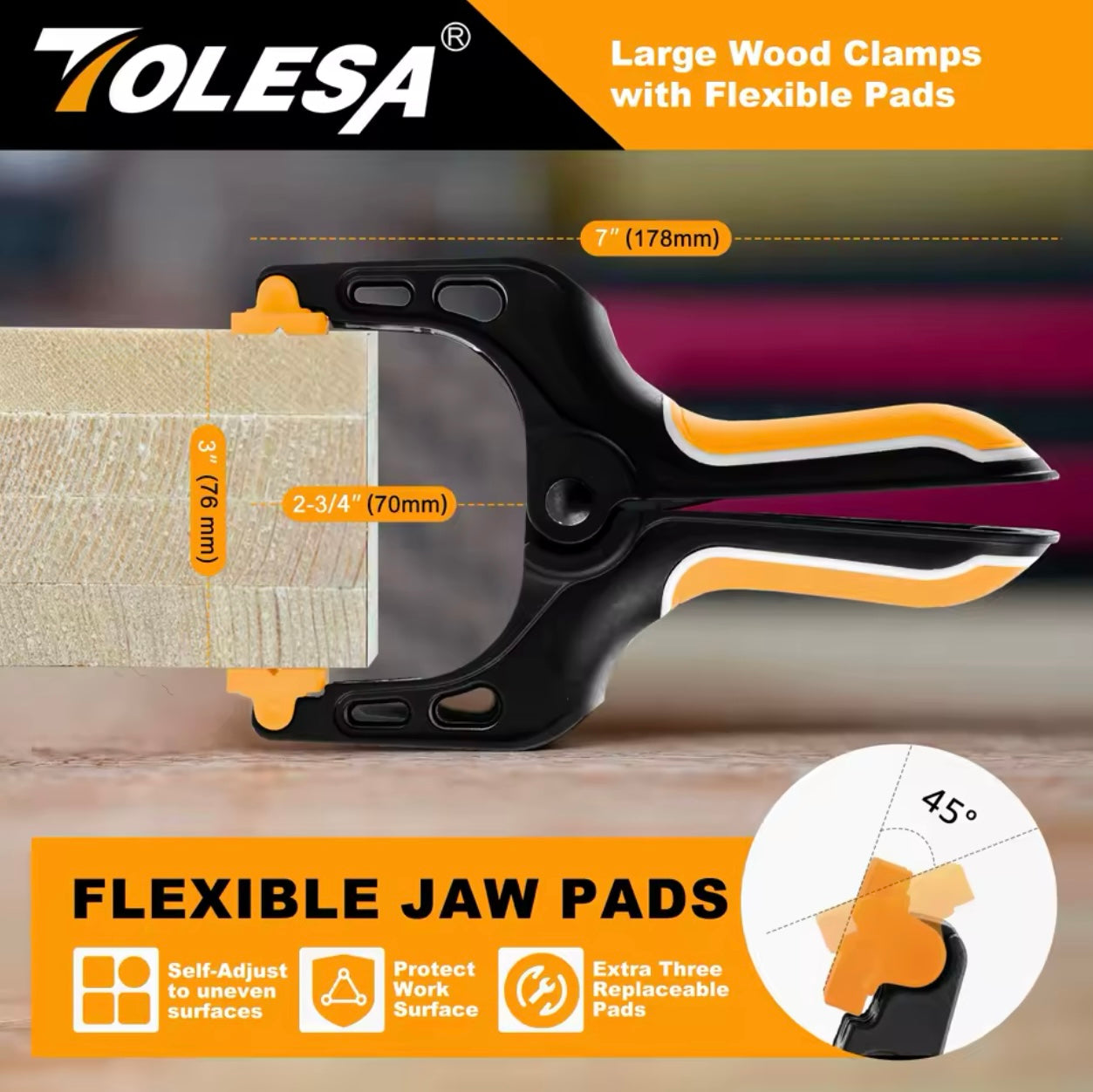 TOLESA 2/4PC 7” Heavy-Duty Spring Clamps
