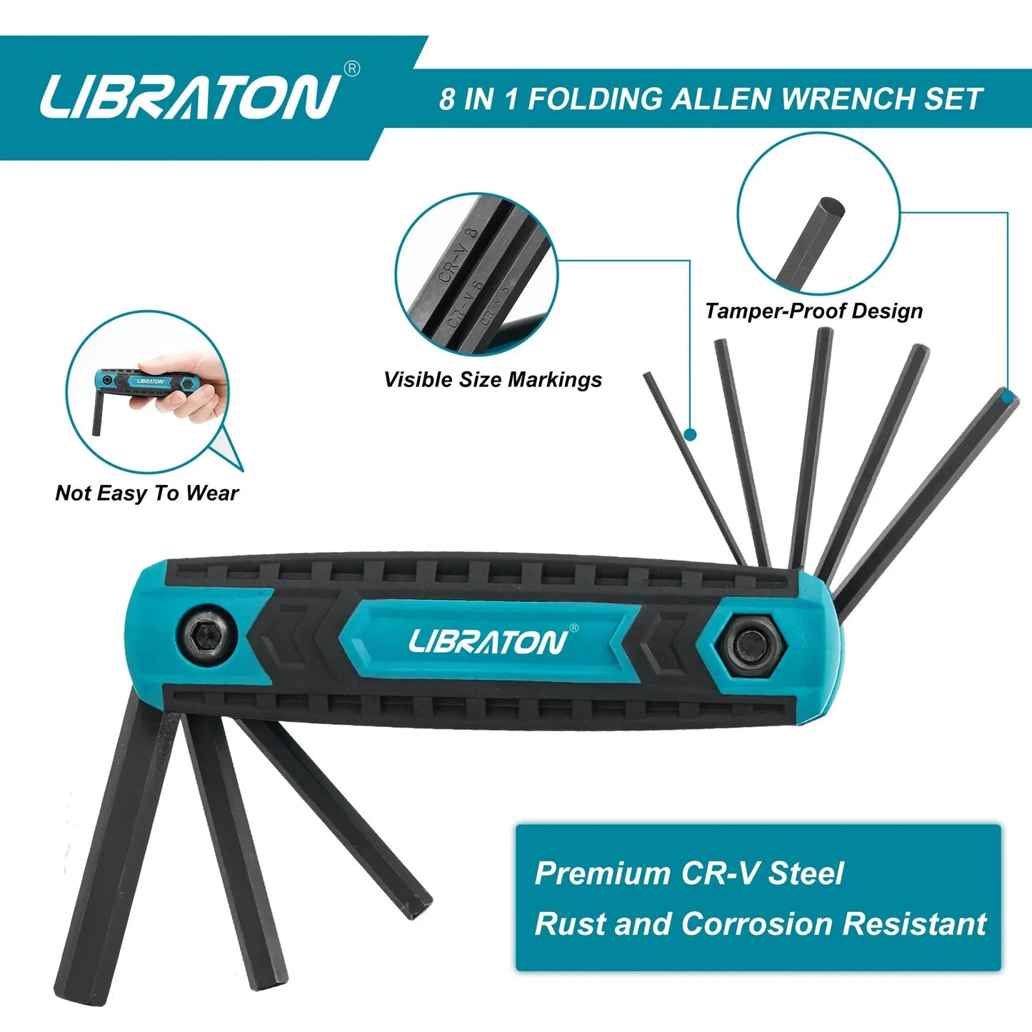 LIBRATON 8-IN-1 Folding Allen Wrench Set