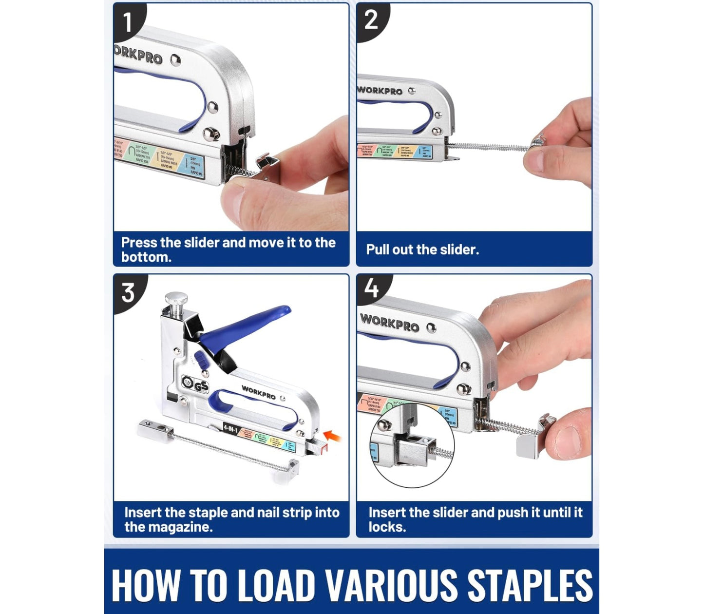 WORKPRO 4-in-1 Staple Gun + 2000 Staples