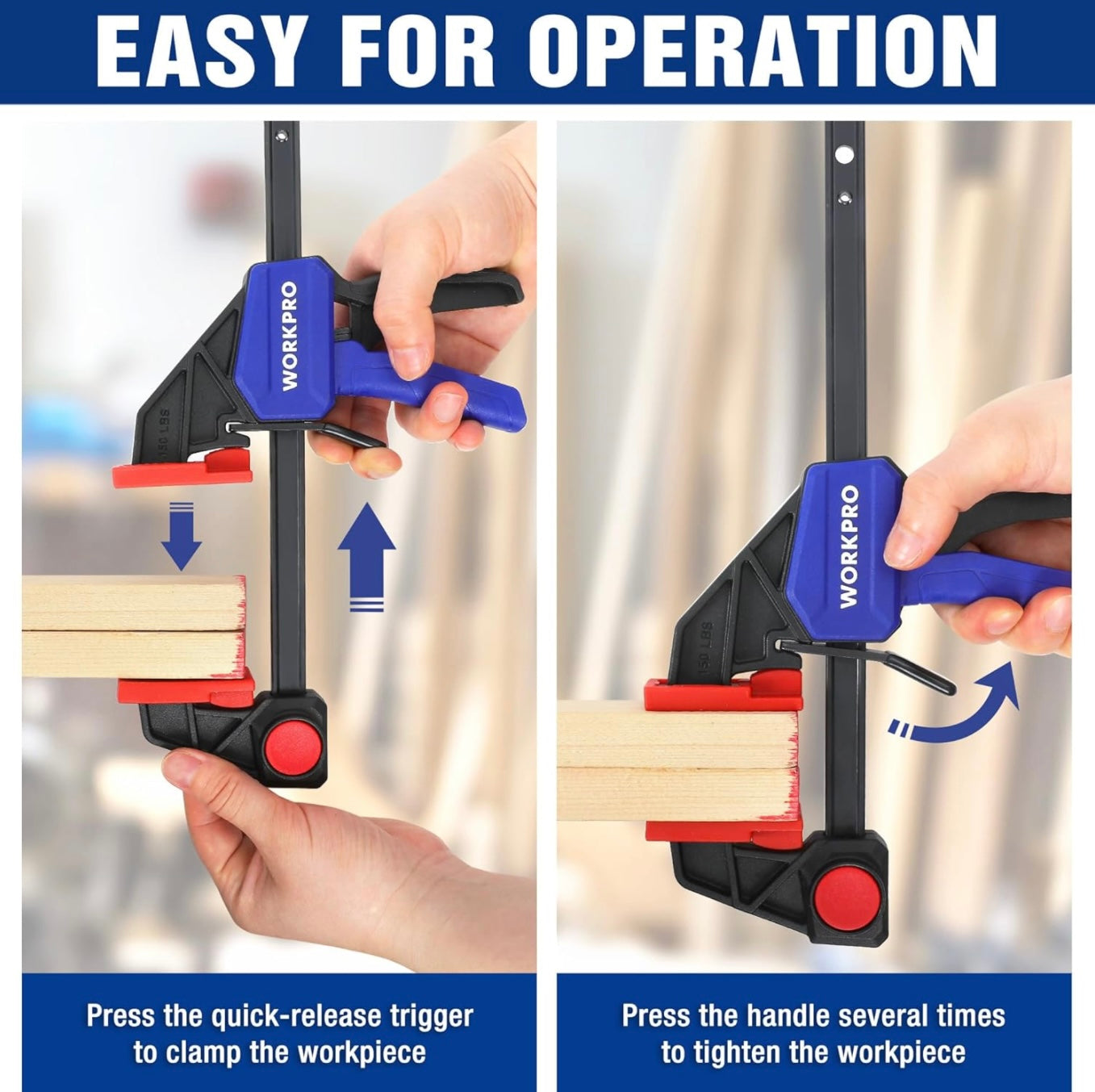 WORKPRO 2PK 6" Quick-Release Bar Clamps w/ 150 LBS Load Limit