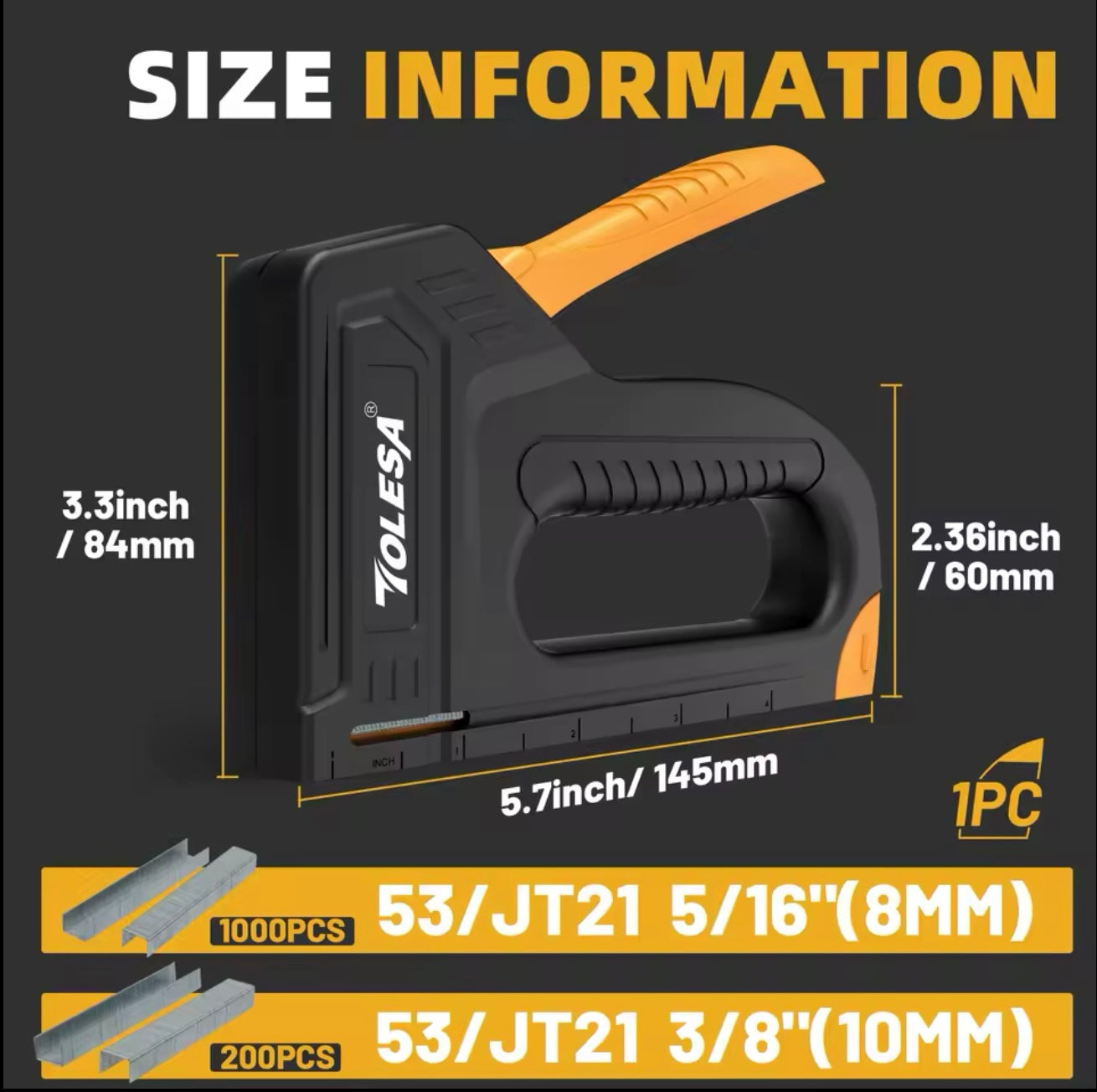 TOLESA 1/2PK Manual Staple Gun w/ Staples