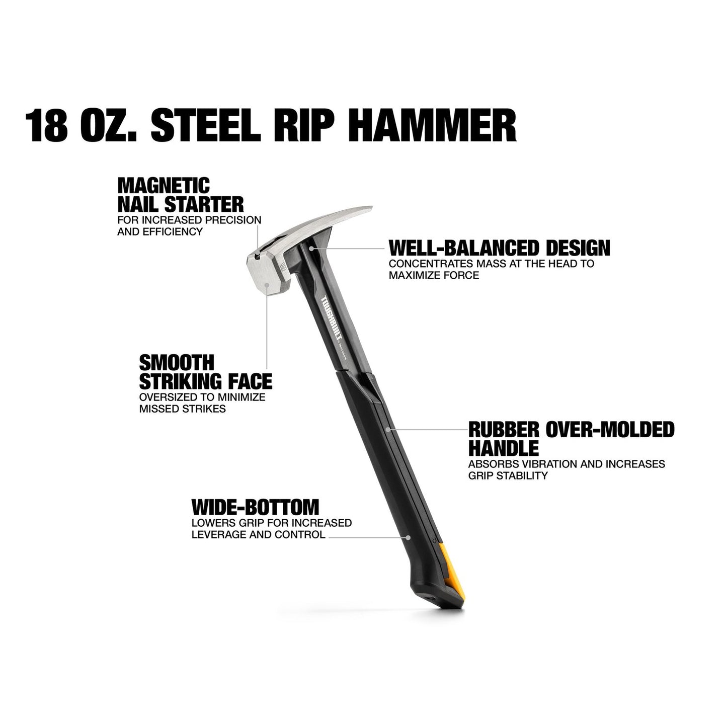 TOUGHBUILT 18 Oz. Steel Rip Hammer - Smooth Face