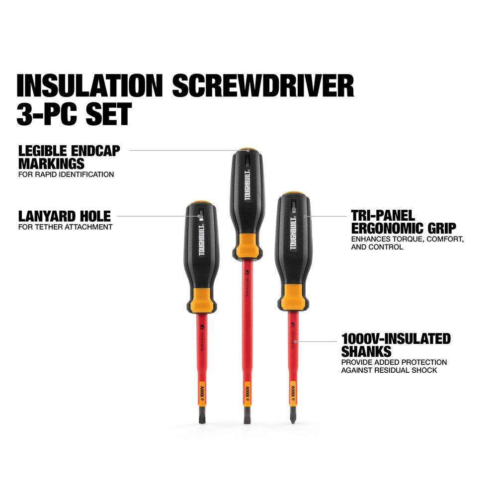TOUGHBUILT 3Pc. 1000v Insulated Screwdriver Set