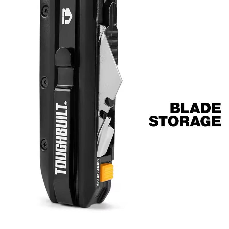 TOUGHBUILT Electricians Folding Utility Knife With Bit Driver + Pry Bar