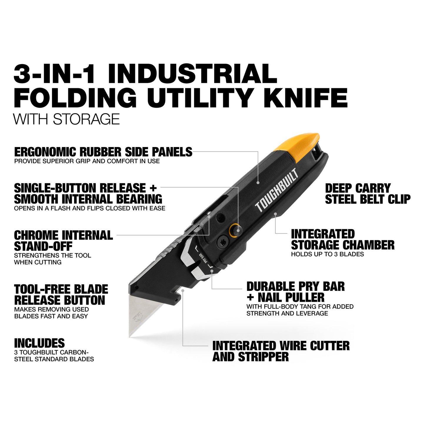 TOUGHBUILT Pry Bar Utility Knife W/ Storage