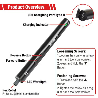 WORKPRO 3.6V Electric Screwdiver Set
