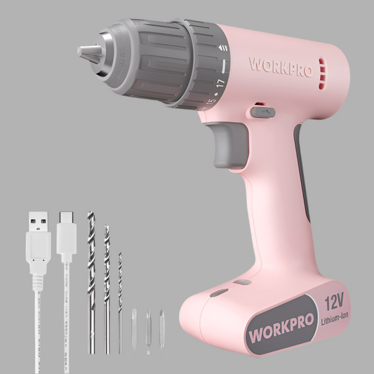 WORKPRO 12V Cordless Drill Driver Set w/ 6 Bits