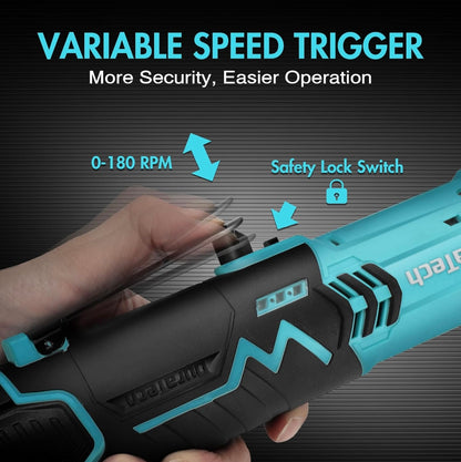DURATECH 12V 3/8” Cordless Electric Ratchet Wrench Set w/ 2PCS 2.0Ah Li-Ion Battery, Fast Charger, 8PCS Sockets, Extension Bar, Adapter