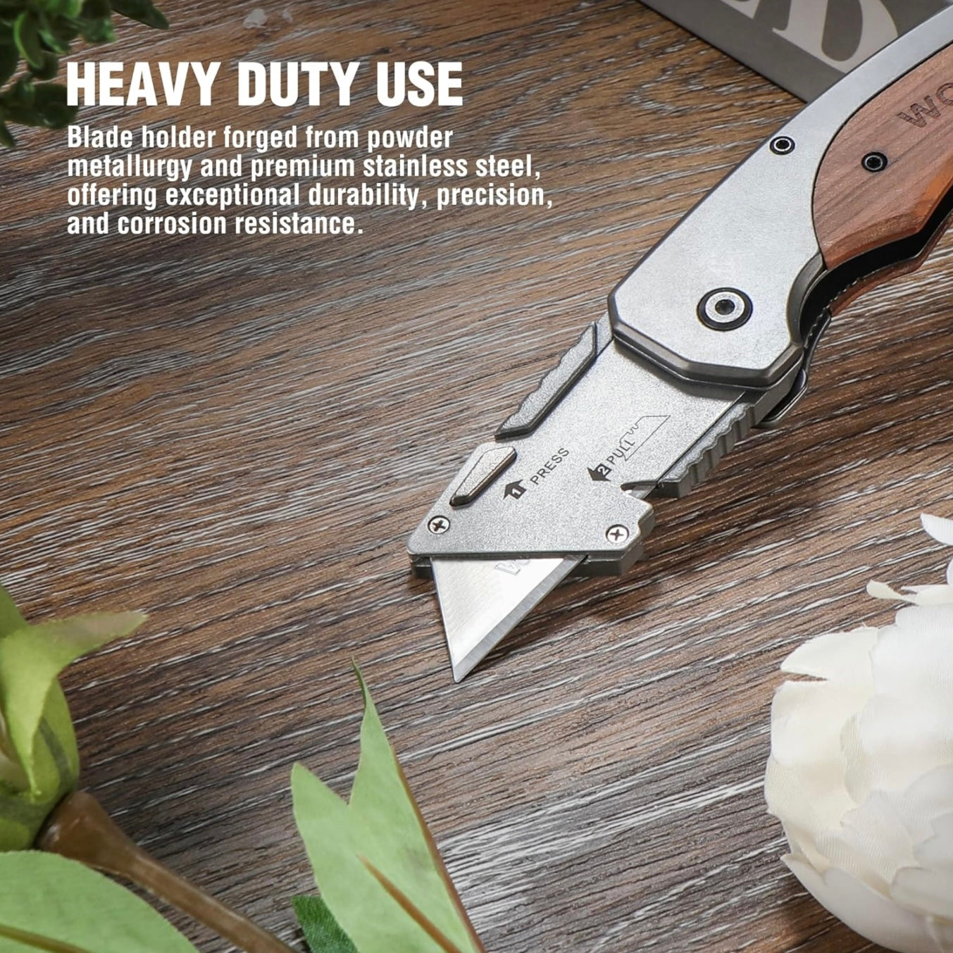 WORKPRO Quick-Change Blade Folding Utility Knife w/ Stainless Steel Head & Liner Lock