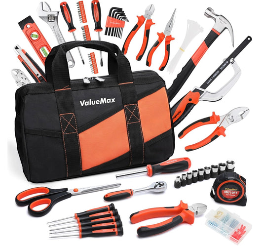 ValueMax 218PC Basic Household Repair Tool Kit w/ 13” Large Opening Tool Bag