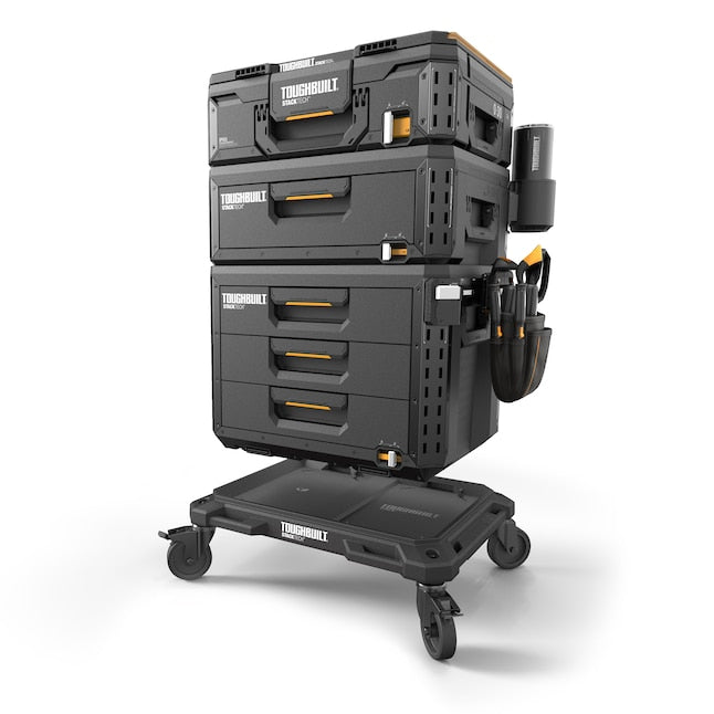 TOUGHBUILT STACKTECH Plastic/Metal Rolling Tool Box Mount 4-Wheel Cart