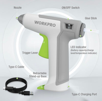 WORKPRO 3.6V Cordless Hot Glue Gun
