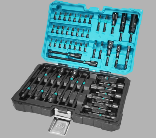 LIBRATON 52PC Magnetic Nut Driver Set - SAE, 1/4" Impact Drill Driver Bit, Nut Drivers for Impact Drill, Hex Converter, Socket Adapters, Screwdriver Bits, Extension, Wing Nut Driver, Storage Box