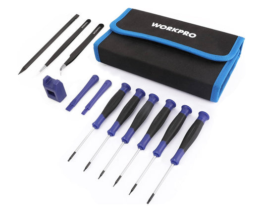 WORKPRO 12-IN-1 Torx Screwdriver & Tweezer Set w/ Pry Bars, Spudger for Eyeglass