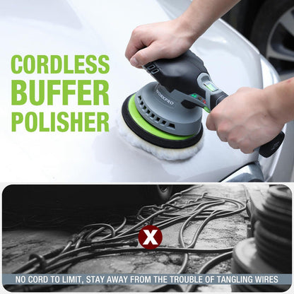 WORKPRO 6” Dual Action Cordless Buffer Polisher w/ 2Pc 12V Rechargeable Batteries