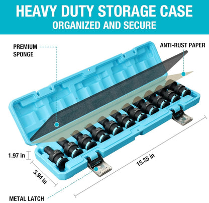 DURATECH 11PC 3/8" Drive Impact Swivel Socket Set, (8-19mm)