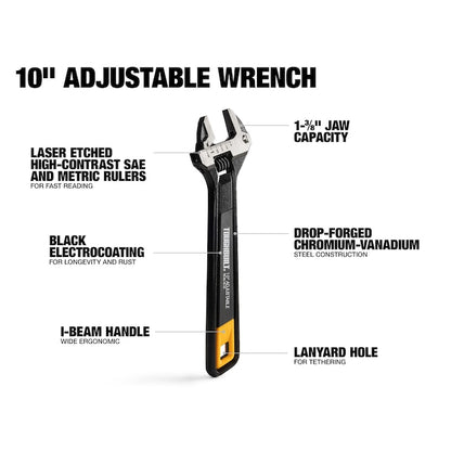 TOUGHBUILT 10” Adjustable Wrench