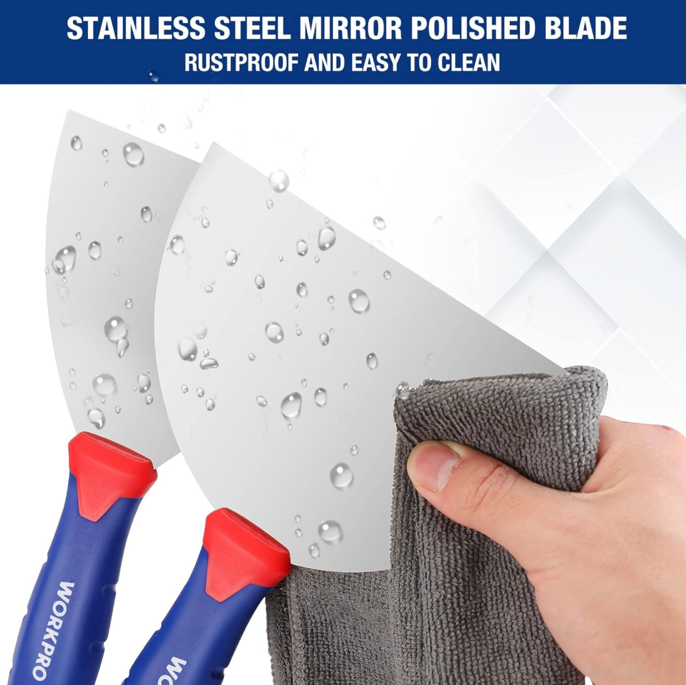 WORKPRO 5Pc Drywall Knife Set - 4”, 6”, 8”, 10”, 12” Blades