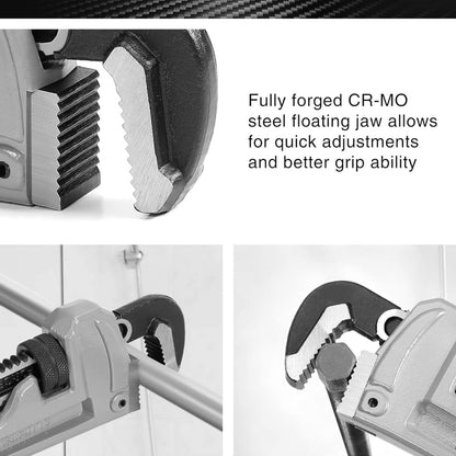 DURATECH 3PC Heavy Duty Aluminum Straight Pipe Wrench Set - 10", 14", 18"
