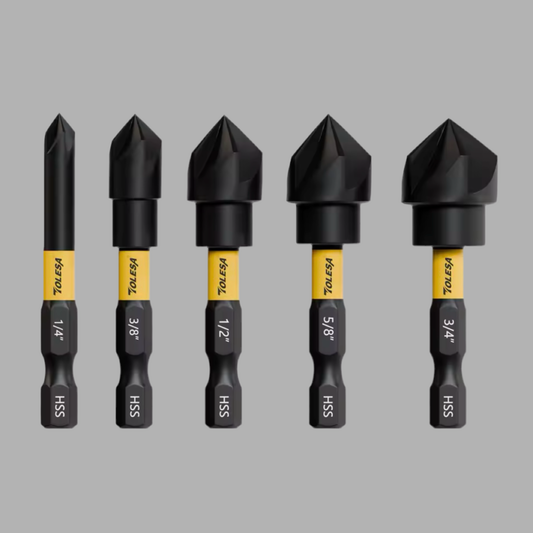 TOLESA 5PC Countersink Drill Bit Set for Metal