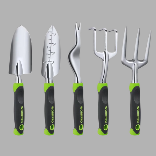 WORKPRO 5Pc Garden Tool Set - Trowel, Transplanter, Weeder, Hand Fork, Hand Rake